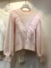 Load image into Gallery viewer, 2018 Top Cashmere Fur Computer Knitted Full New Women s Sweater Ostrich Feather Water Mink Pullover Woman Winter Clothes Women