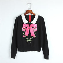 Load image into Gallery viewer, 2019 Autumn Winter Christmas Runway Designer Sweater Knitted Women Luxury Floral Embroidery Sequins Pullovers Jumper Clothes