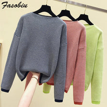Load image into Gallery viewer, 2019 Hot Sales Women s Knitted Cashmere Wool Sweater Striped Women Winter Clothes Pullover Sweater Free Shipping