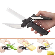 Load image into Gallery viewer, 2 in 1 Kitchen Fruits Vegetable Scissors Cutting Board Ourdoor Food Cutter Knife