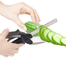 Load image into Gallery viewer, 2 in 1 Kitchen Fruits Vegetable Scissors Cutting Board Ourdoor Food Cutter Knife