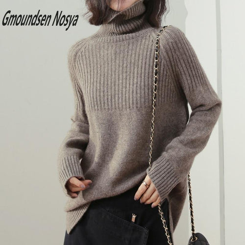 19new sweater women turtleneck Loose sweaters pullover women striped knitted sweater cashmere sweater women winter clothes women