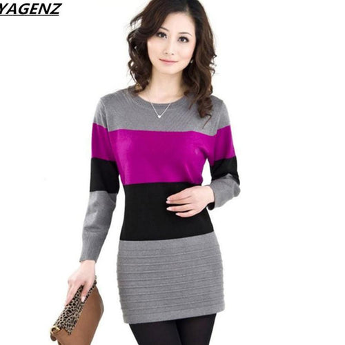 2017 New Spring Autumn Long Pullovers Women Sweater High Quality Knit Sweater Plus size 5XL Women Winter Clothes Stripe Tops 338