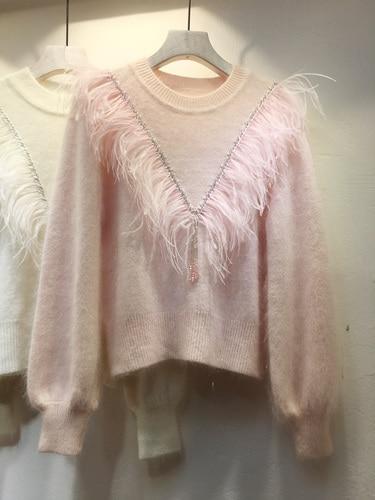 2018 Top Cashmere Fur Computer Knitted Full New Women s Sweater Ostrich Feather Water Mink Pullover Woman Winter Clothes Women