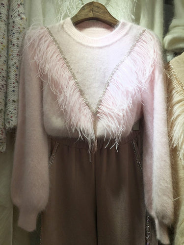 2018 Top Cashmere Fur Computer Knitted Full New Women s Sweater Ostrich Feather Water Mink Pullover Woman Winter Clothes Women