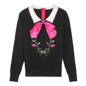 2019 Autumn Winter Christmas Runway Designer Sweater Knitted Women Luxury Floral Embroidery Sequins Pullovers Jumper Clothes