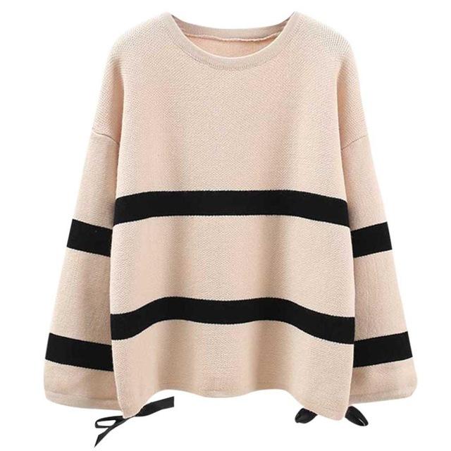 2019 Hot Sales Women s Knitted Cashmere Wool Sweater Stripe Woman Winter Clothes Pullover Free Shipping sueter mujer invierno