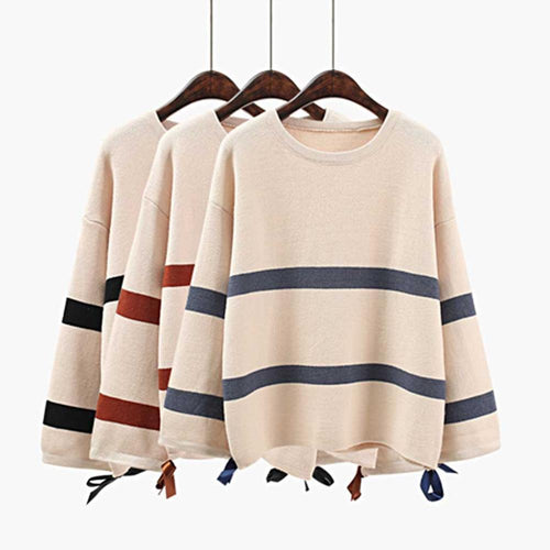 2019 Hot Sales Women s Knitted Cashmere Wool Sweater Stripe Woman Winter Clothes Pullover Free Shipping sueter mujer invierno