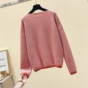 2019 Hot Sales Women s Knitted Cashmere Wool Sweater Striped Women Winter Clothes Pullover Sweater Free Shipping