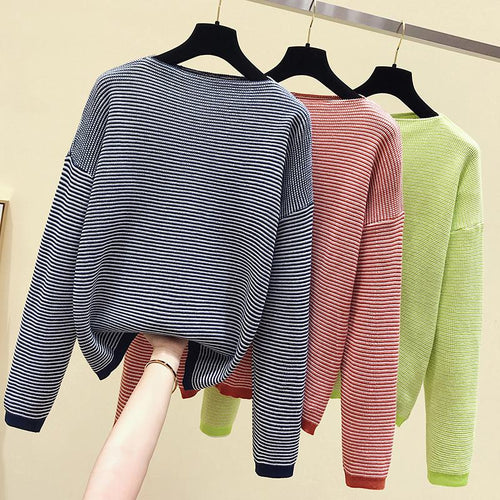 2019 Hot Sales Women s Knitted Cashmere Wool Sweater Striped Women Winter Clothes Pullover Sweater Free Shipping