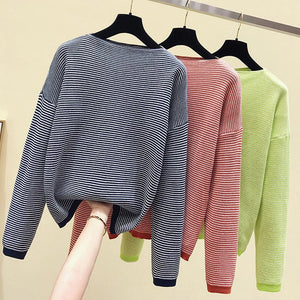 2019 Hot Sales Women s Knitted Cashmere Wool Sweater Striped Women Winter Clothes Pullover Sweater Free Shipping