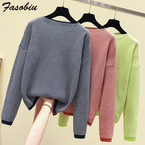 2019 Hot Sales Women s Knitted Cashmere Wool Sweater Striped Women Winter Clothes Pullover Sweater Free Shipping
