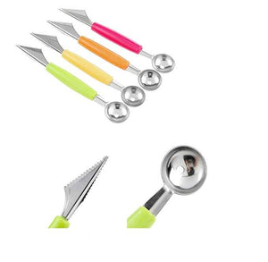 2 in 1 Fruit Digging Ball Tool Stainless Steel Multifunctional Dig Scoop with Fruit Carving Knife
