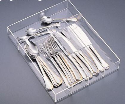 Huang Acrylic Silverware Organizer Tray for Spoons Forks Knives Clear (10 5 x 13 3 8 x 2 )