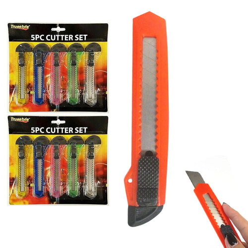 10 Pc Utility Knife Retractable Cutter Set Razor Blade Box Snap Off Lock Tool