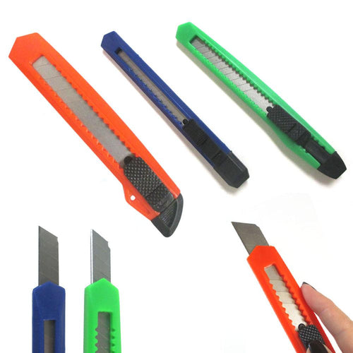 10 Knife Utility Box Cutter Plastic Retractable Lock Razor Sharp Blade Tool Sets