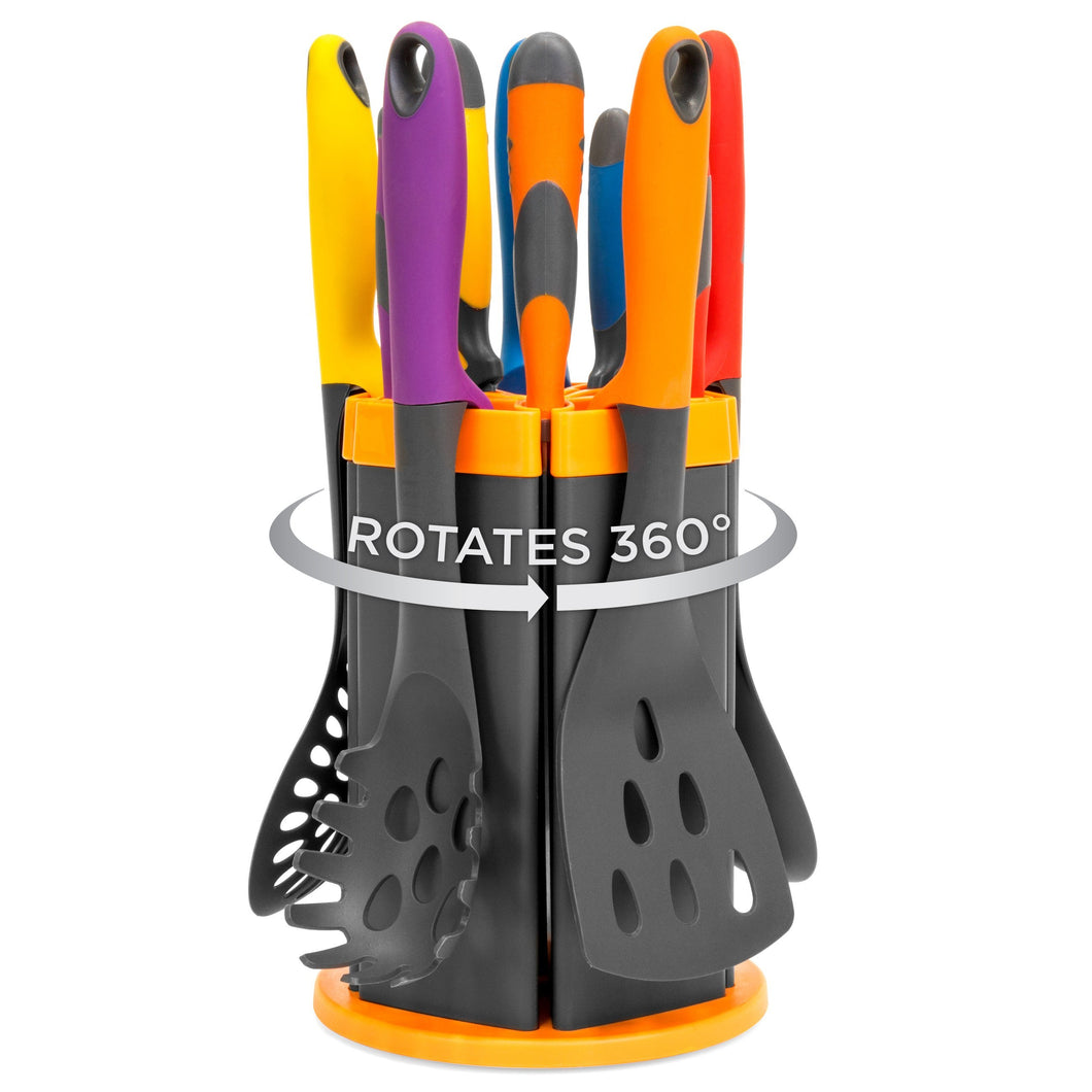 11-Piece Knife Cookware Set w Rotating Stand Heat-Resistant Heads - Muli
