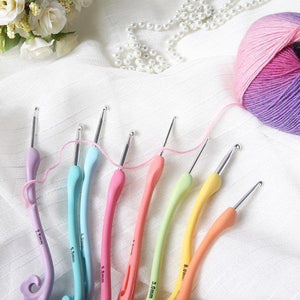 8Pcs Classical Soft Handle Aluminum Crochet Hook Set Knitting Blanket Weave Yarn Craft