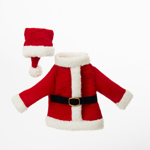 11 Festive Red and White Santa s Coat and Hat Decorative Knit Wine Bottle Cover