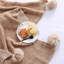 Load image into Gallery viewer, 1Pcs Kids Baby Blanket Solid Color Crochet Tassel Blanket Knitted Soft Throw Blankets On Sofa Bed Plane Travel Air Conditioning