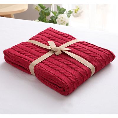 100 Cotton High Quality Blanket Handmade Soft Knitted Solid Color Plaid Throw Blanket On Sofa Bed Plane Warm Bedspreads