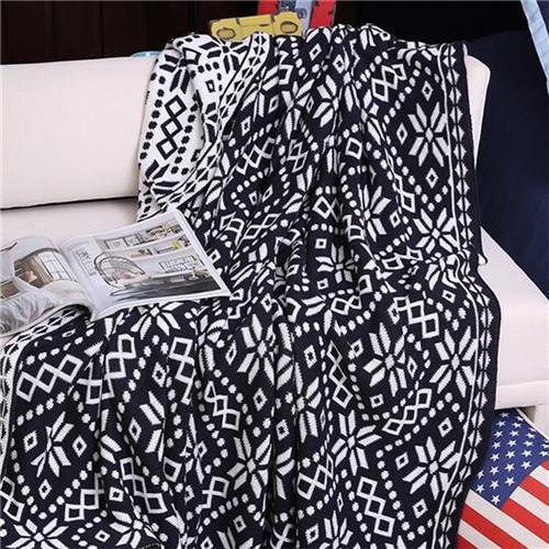 130X160Cm Jacquard Knitted Blankets British Style Cotton Thread Blanket Office Airplane Home Throw Blanket