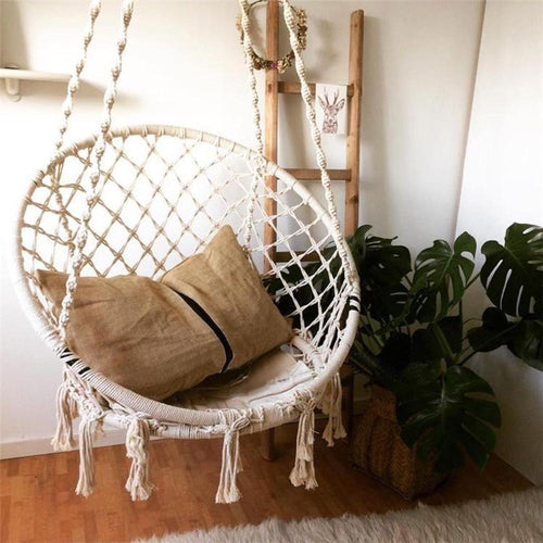 Handmade Knitted Round Hammock Swing Bed Single Chair