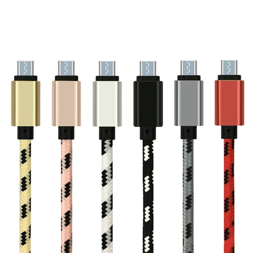 3 M Plaid Knitting Micro USB Data Sync Charging Cable for Android (Black) - charge pet